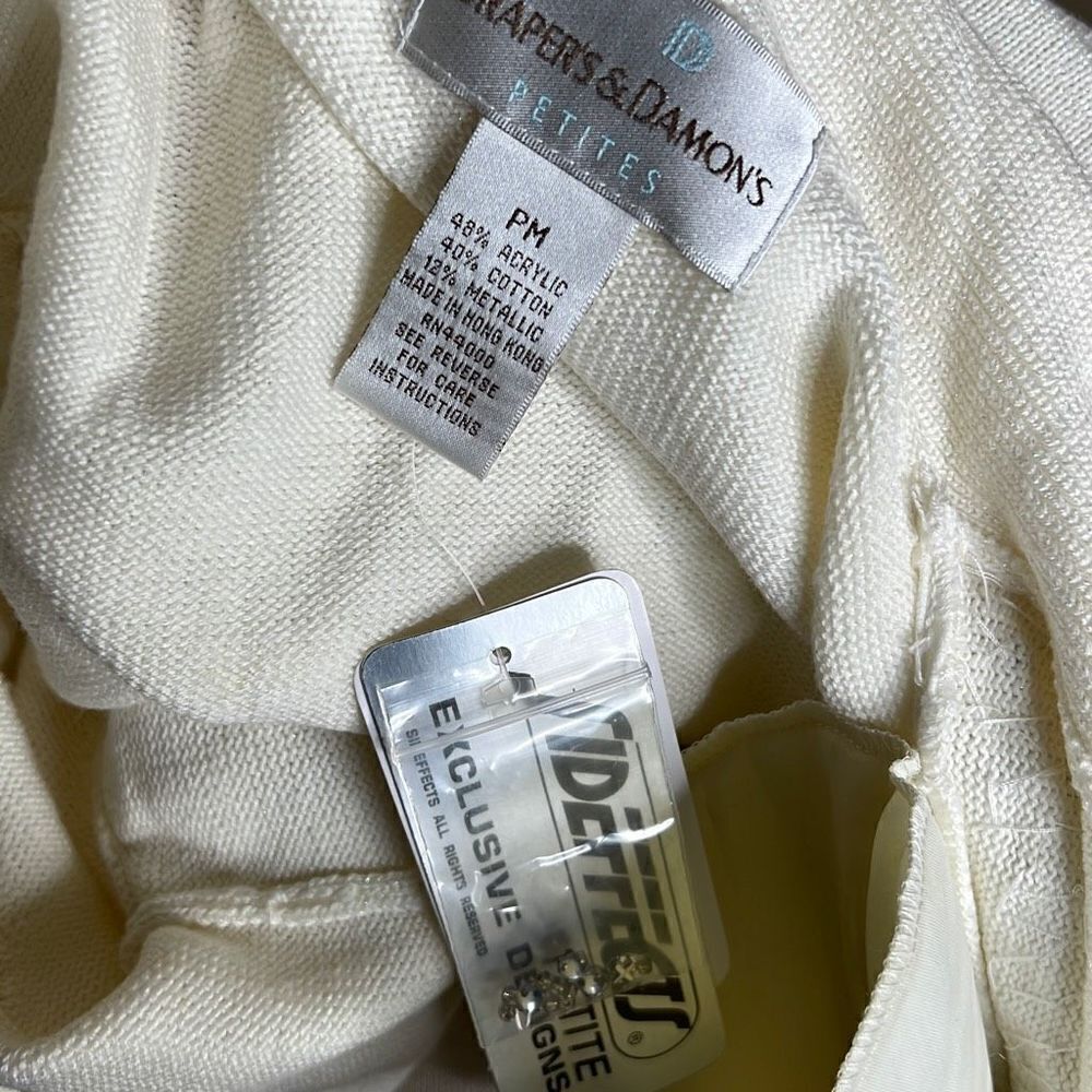 Drapers & Damon’s Rhinestone Cardigan Sweater Size Petite Medium Nwt - Picture 3 of 5
